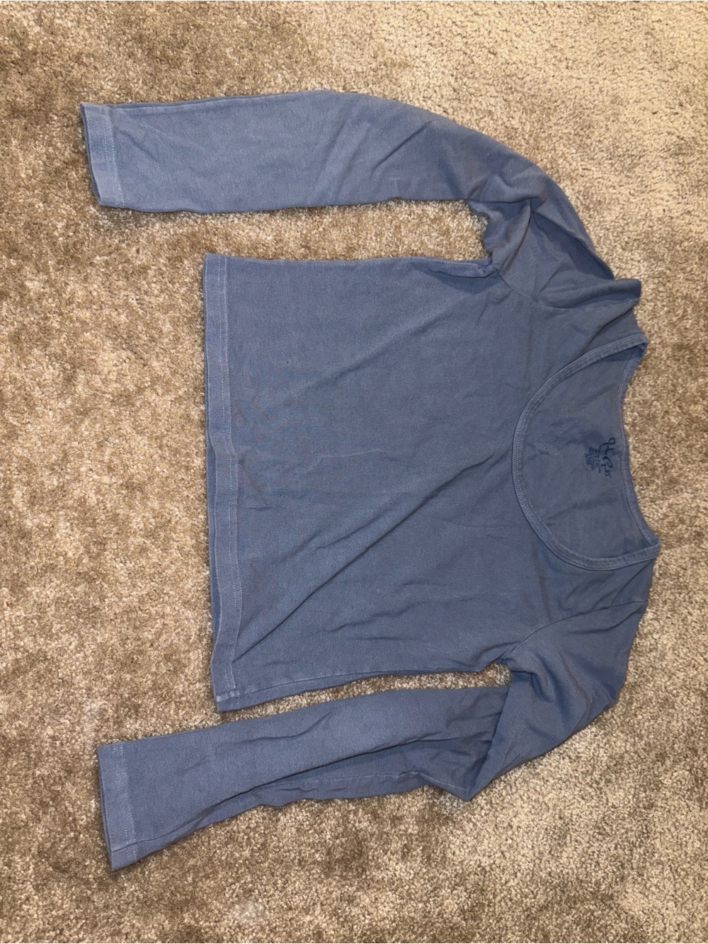 John Galt cropped solid blue long sleeve tee